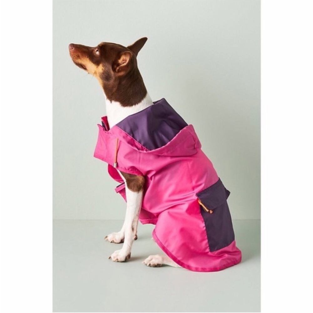 Anthropologie Ware Dog Pet Fur Baby Anorak Raincoat Pink/Purple Chic-Strut Small